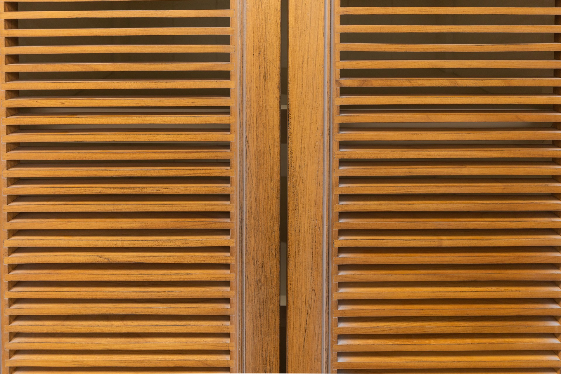 Close-up of Wooden Louvered Doors